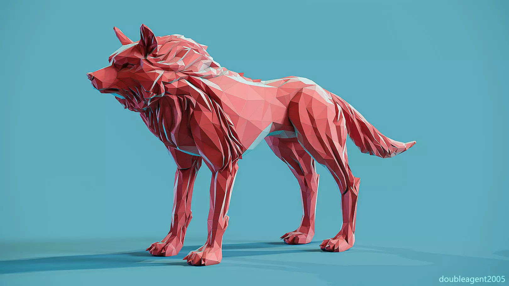 Wolf low poly Papercraft 3D print model_0