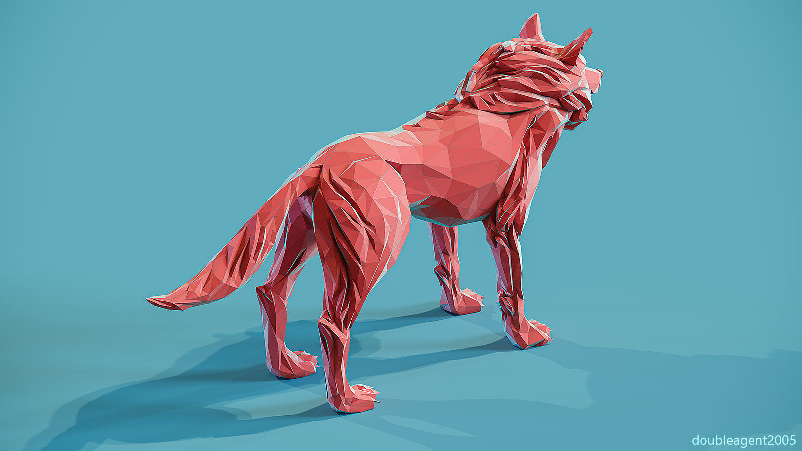 Wolf low poly Papercraft 3D print model_10