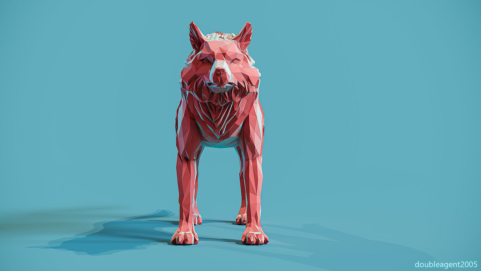 Wolf low poly Papercraft 3D print model_3