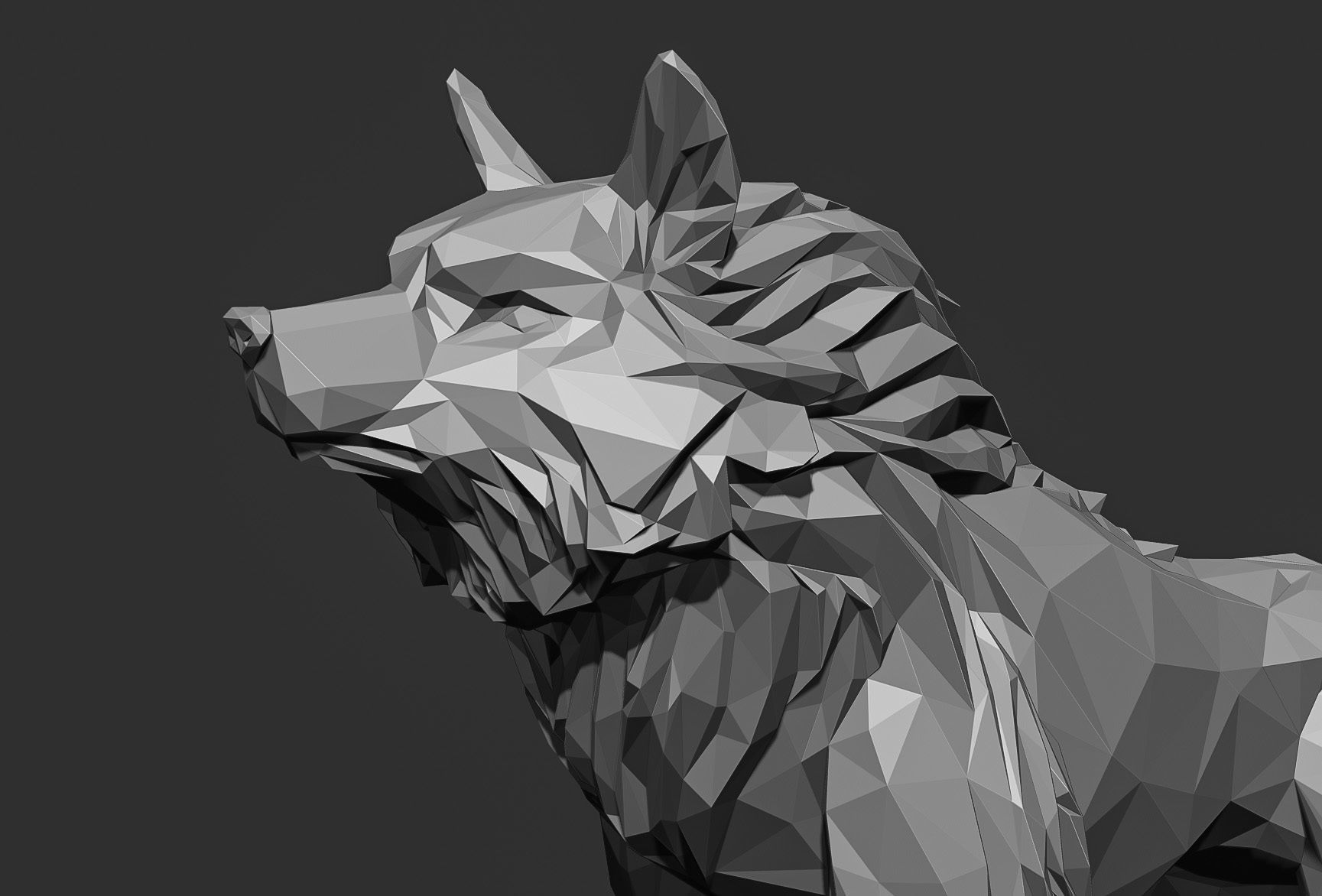 Wolf low poly Papercraft 3D print model_20