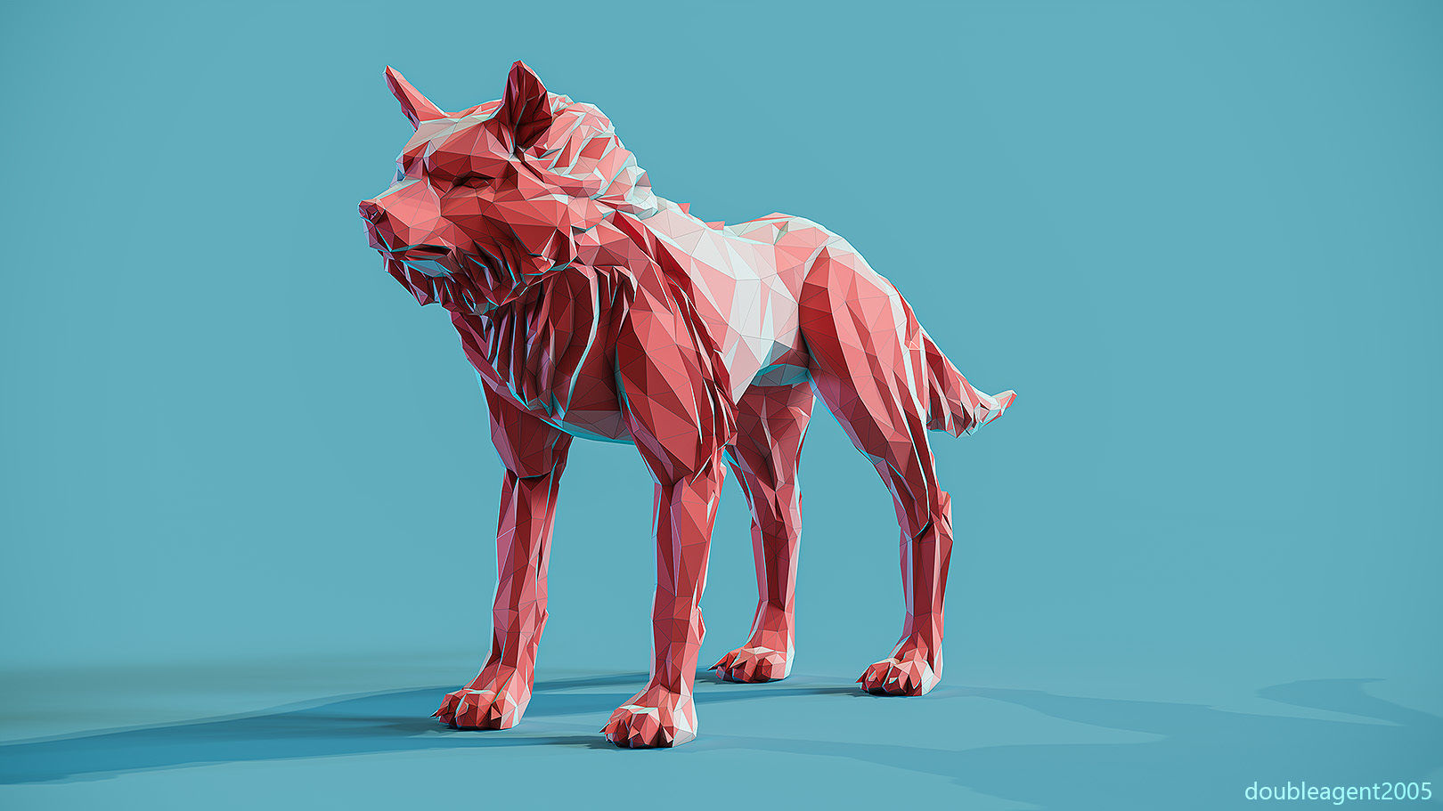 Wolf low poly Papercraft 3D print model_2