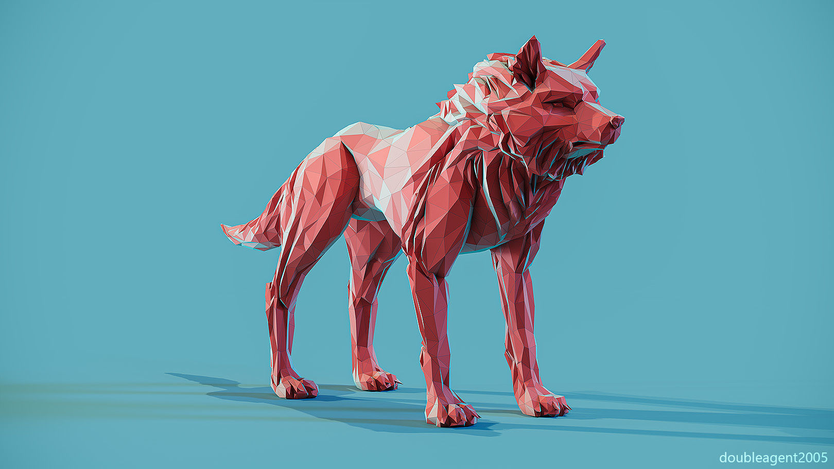 Wolf low poly Papercraft 3D print model_4