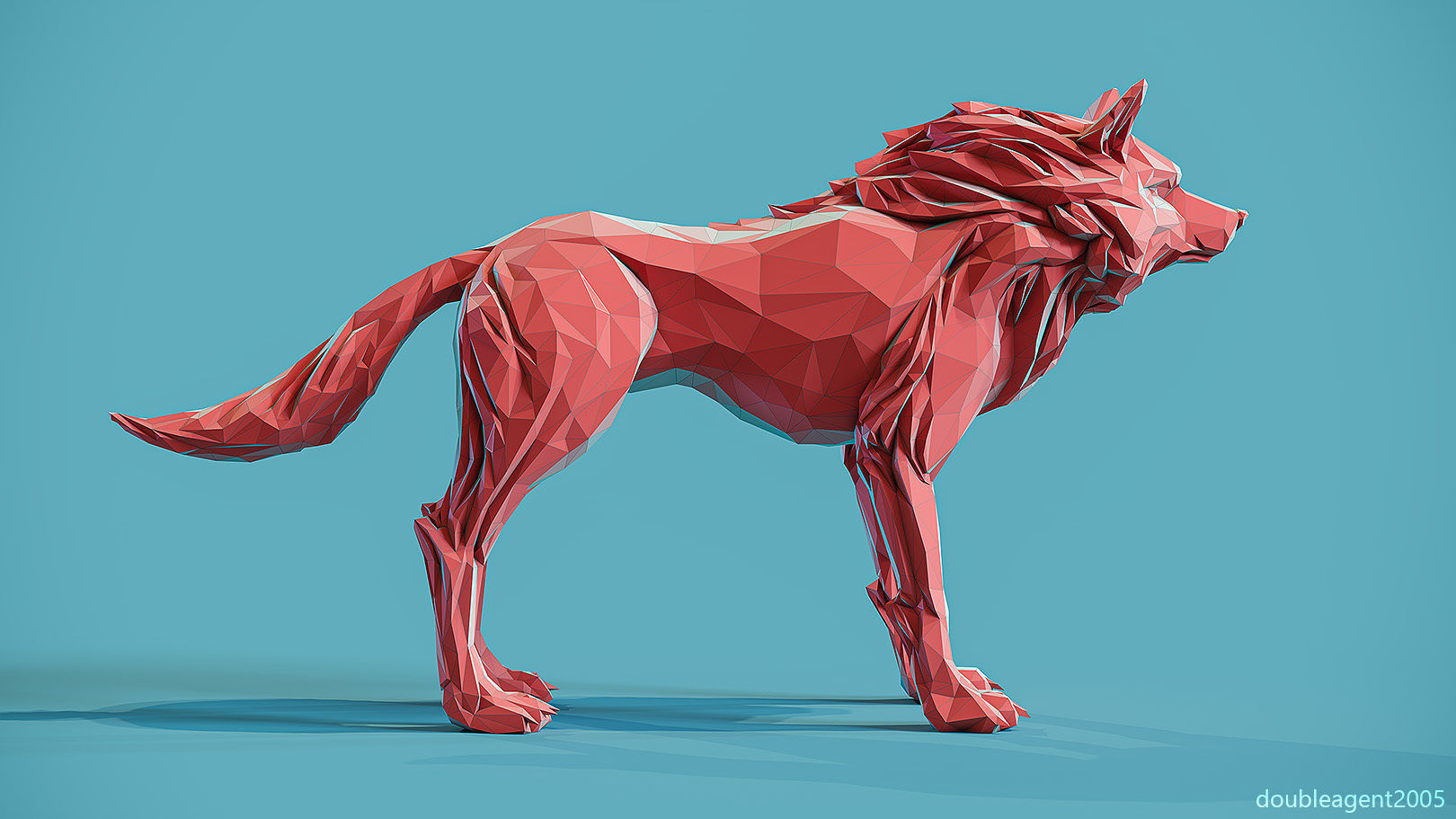 Wolf low poly Papercraft 3D print model_5