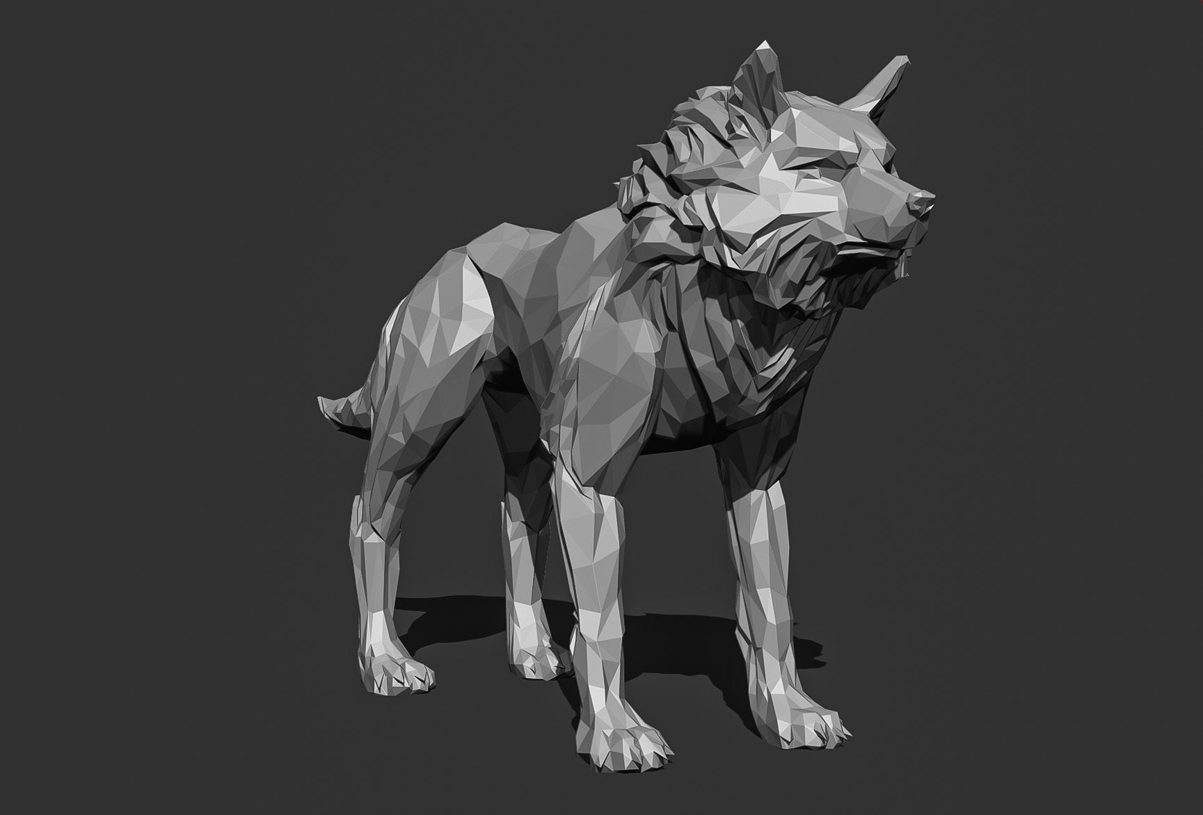 Wolf low poly Papercraft 3D print model_16