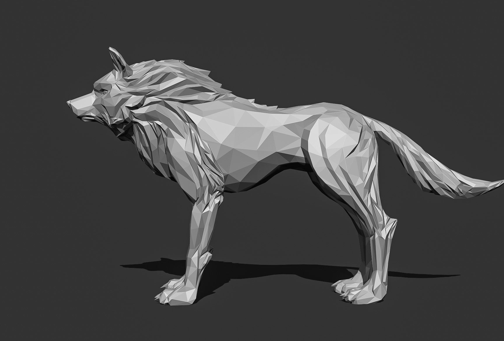 Wolf low poly Papercraft 3D print model_15