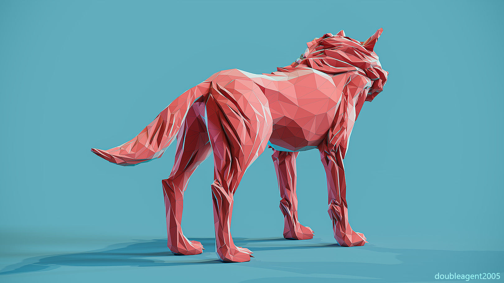 Wolf low poly Papercraft 3D print model_6