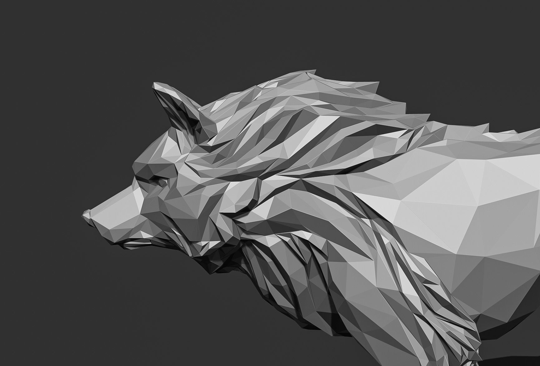 Wolf low poly Papercraft 3D print model_12