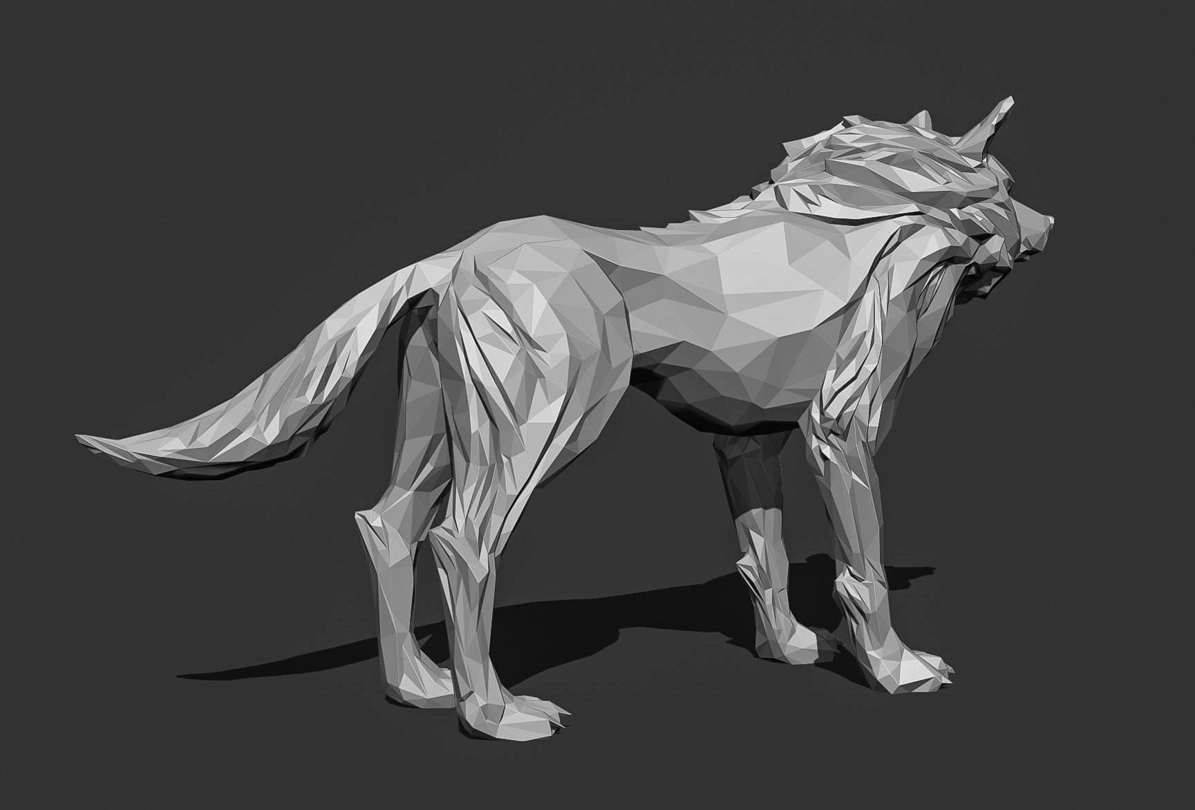 Wolf low poly Papercraft 3D print model_13