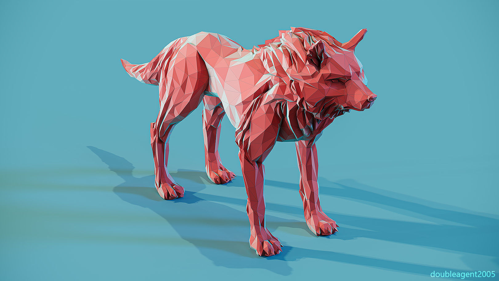 Wolf low poly Papercraft 3D print model_8