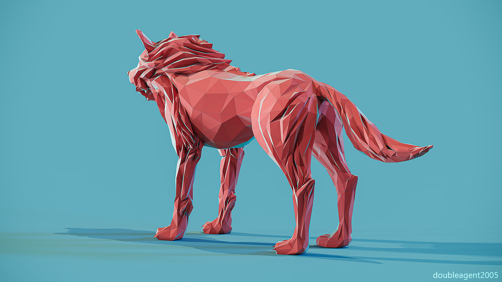 Wolf low poly Papercraft 3D print model_7