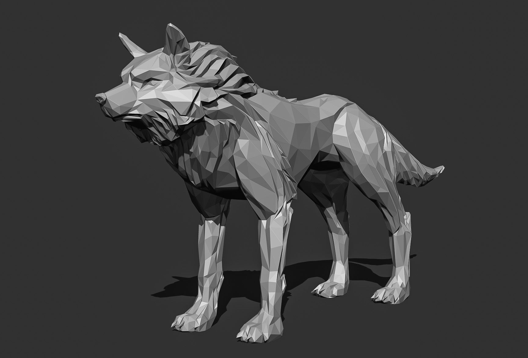 Wolf low poly Papercraft 3D print model_11