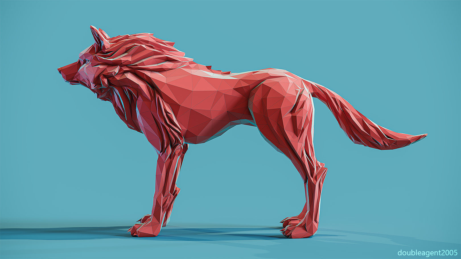 Wolf low poly Papercraft 3D print model_1
