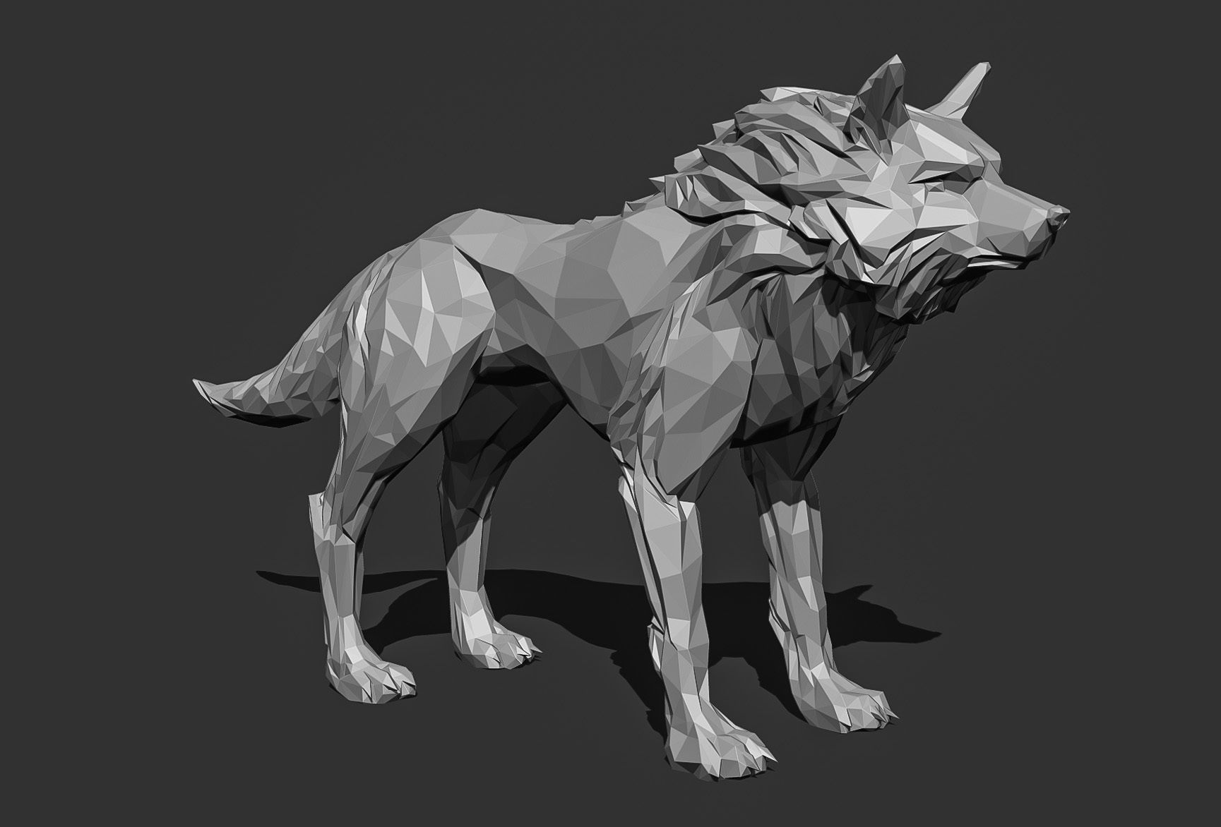Wolf low poly Papercraft 3D print model_17