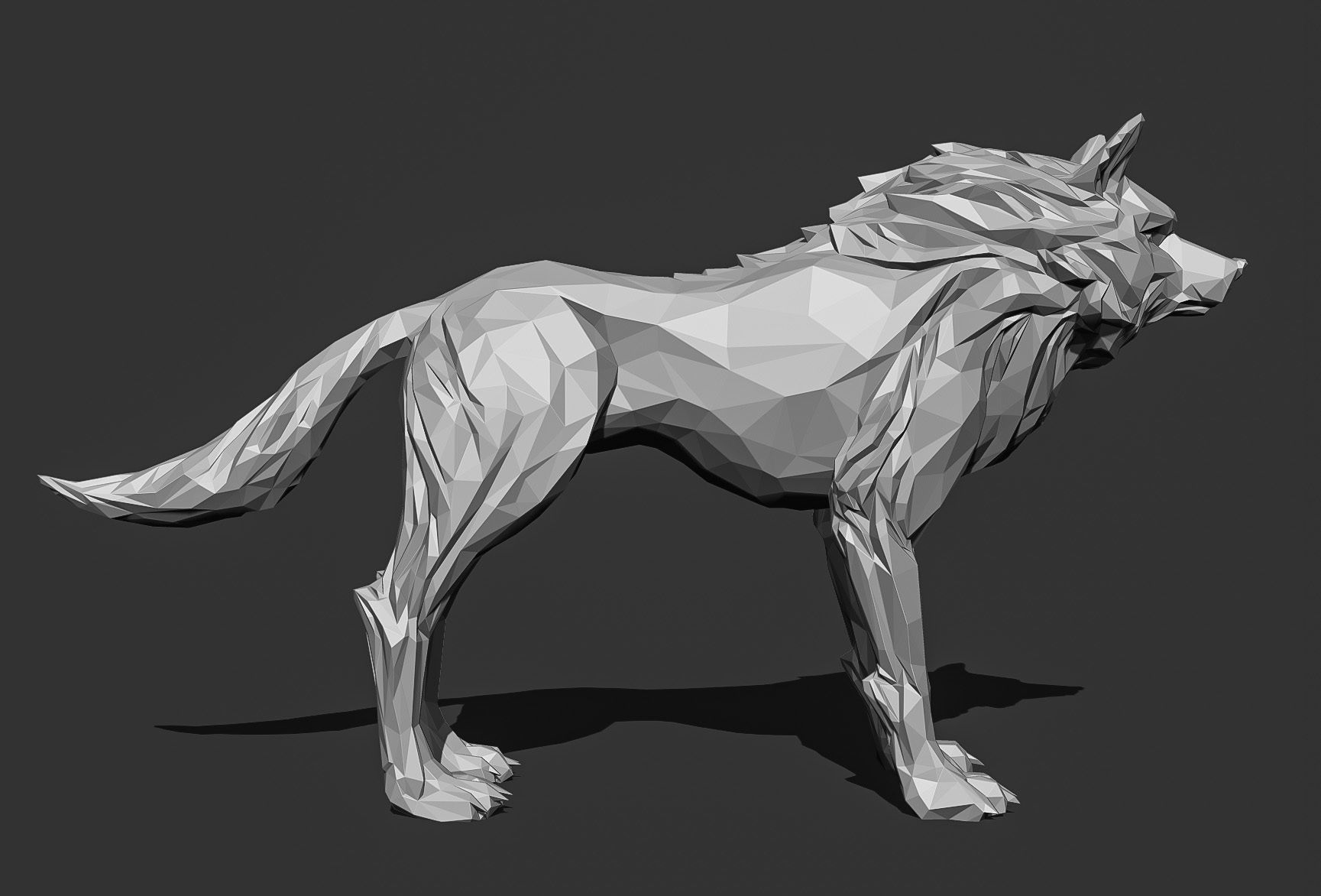 Wolf low poly Papercraft 3D print model_19