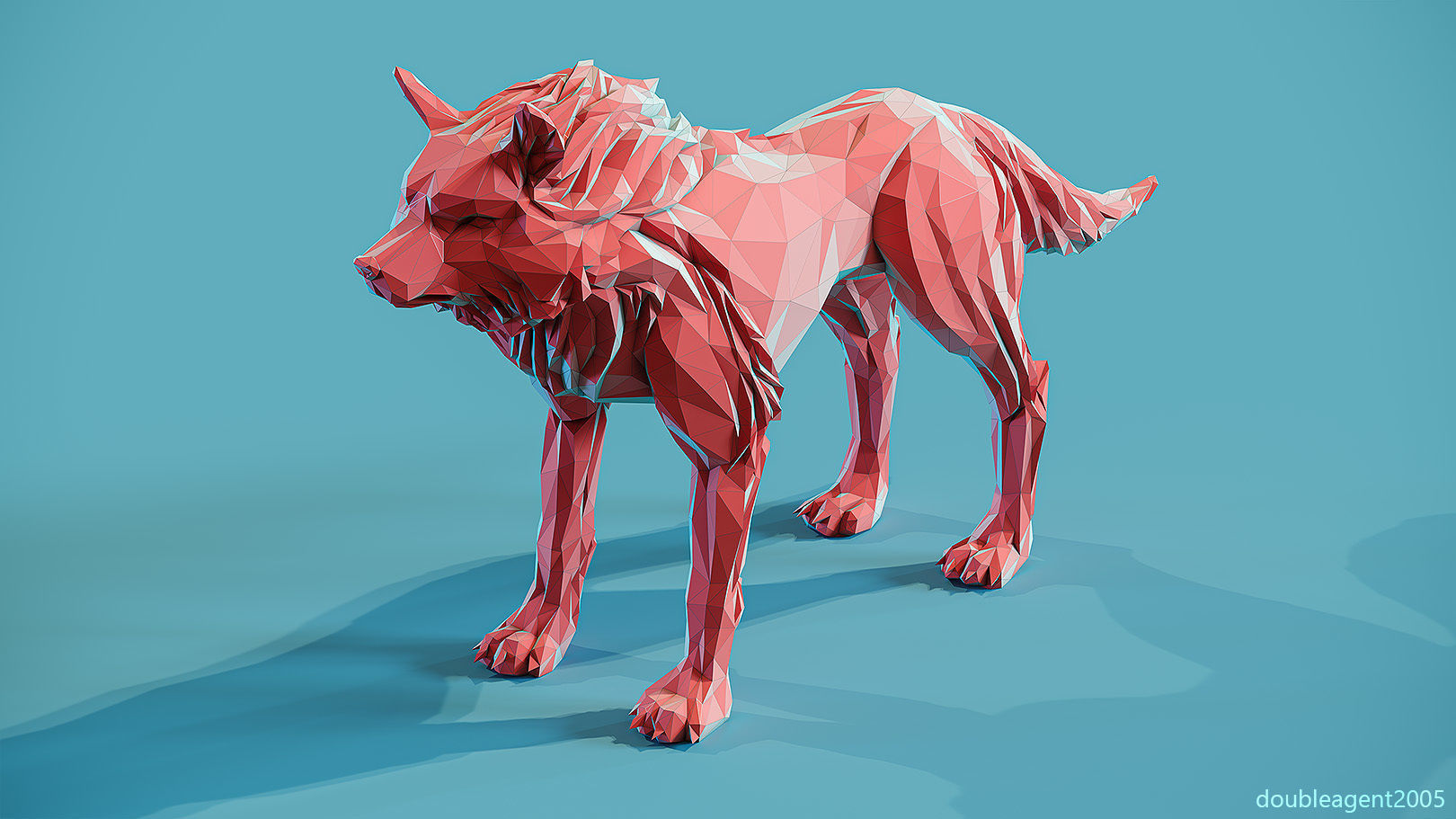 Wolf low poly Papercraft 3D print model_9