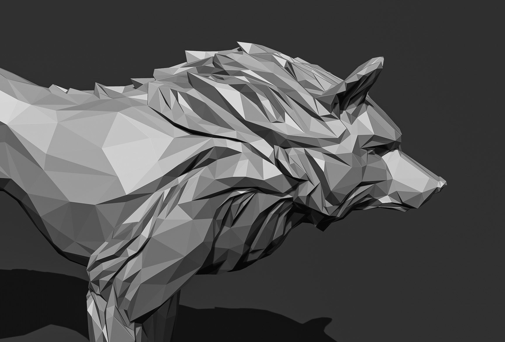 Wolf low poly Papercraft 3D print model_14