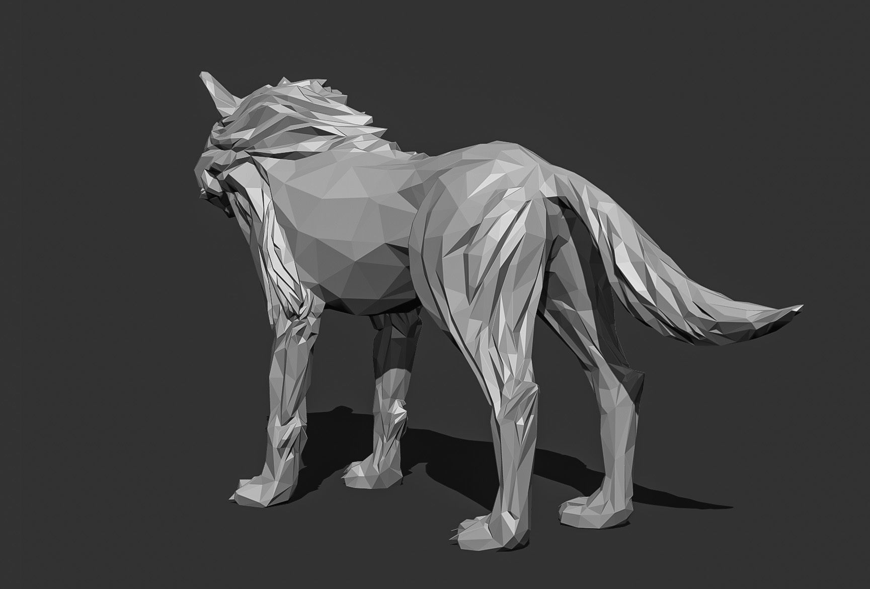 Wolf low poly Papercraft 3D print model_18