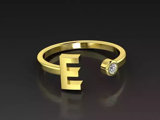 Solid Alphabet Jewelry Rings Letter E