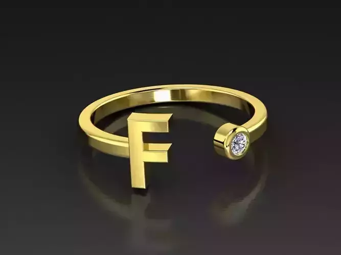 Solid Alphabet Jewelry Rings Letter F