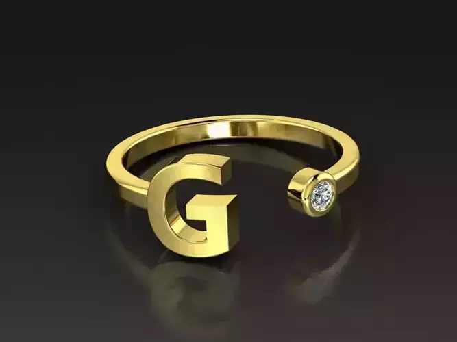 Solid Alphabet Jewelry Rings Letter G