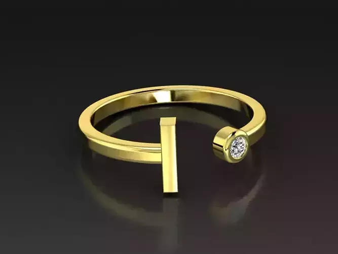 Solid Alphabet Jewelry Rings Letter I