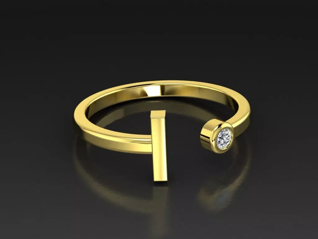 Solid Alphabet Jewelry Rings Letter I 3D print model