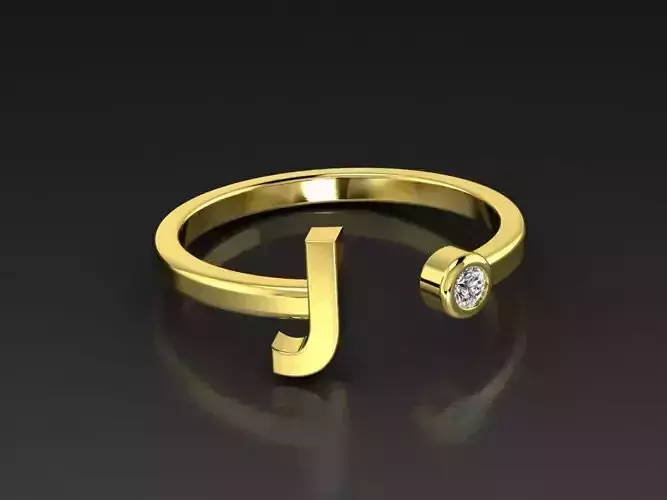 Solid Alphabet Jewelry Rings Letter J