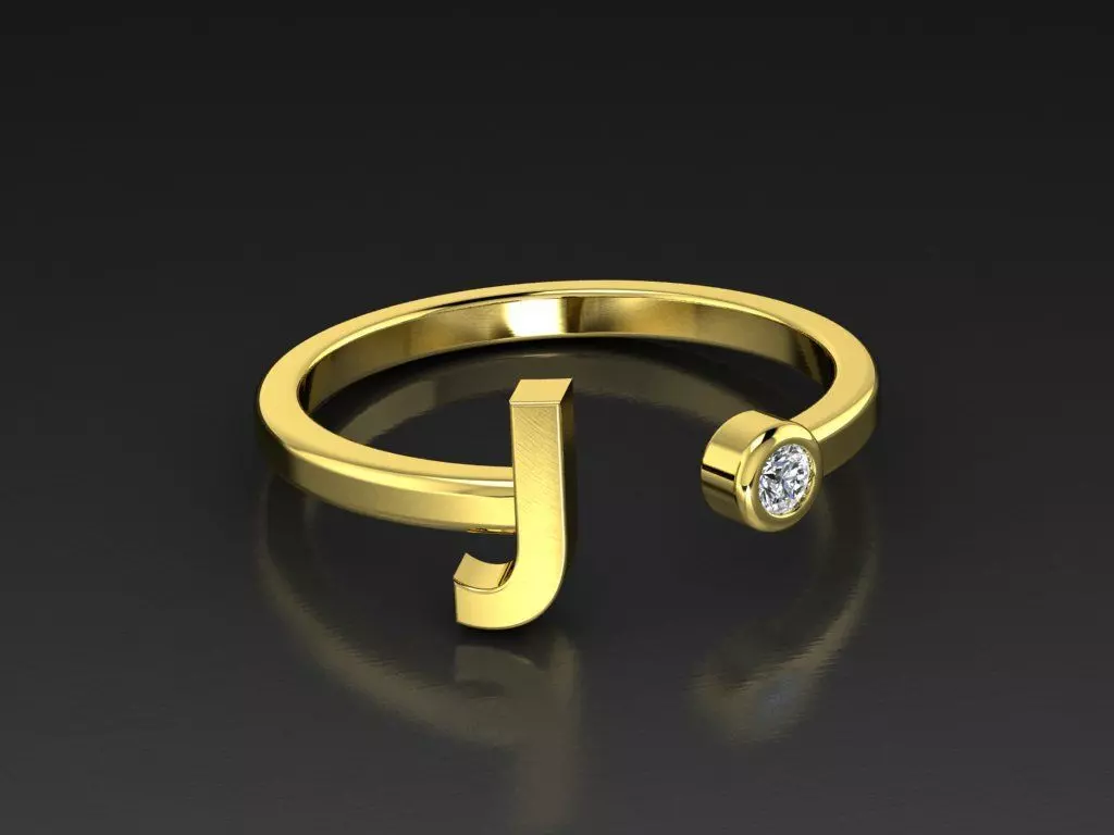 Solid Alphabet Jewelry Rings Letter J 3D print model