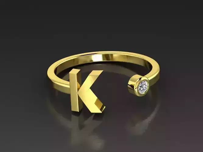 Solid Alphabet Jewelry Rings Letter K
