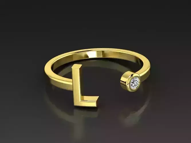 Solid Alphabet Jewelry Rings Letter L