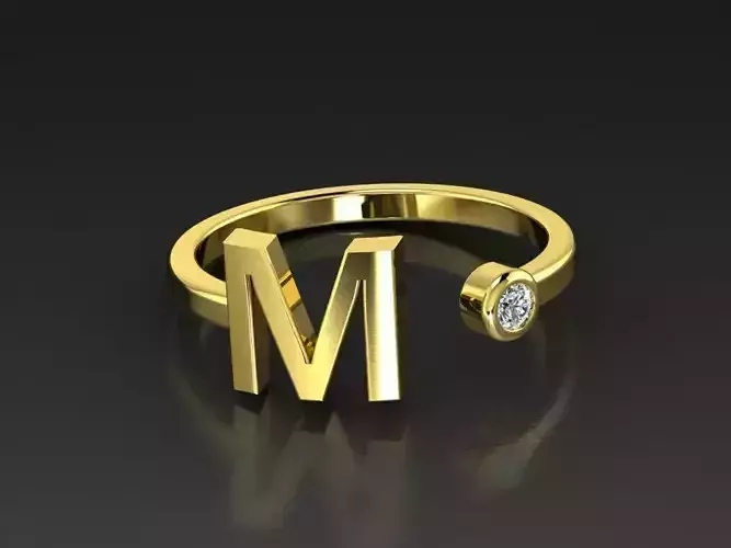 Solid Alphabet Jewelry Rings Letter M