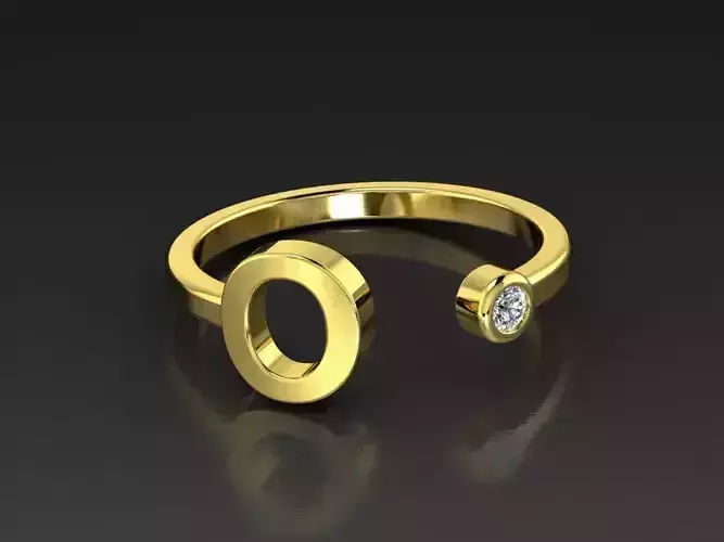Solid Alphabet Jewelry Rings Letter O