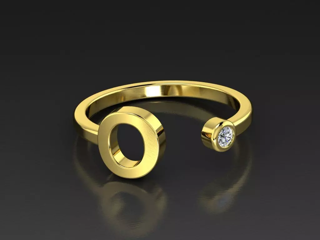 Solid Alphabet Jewelry Rings Letter O 3D print model