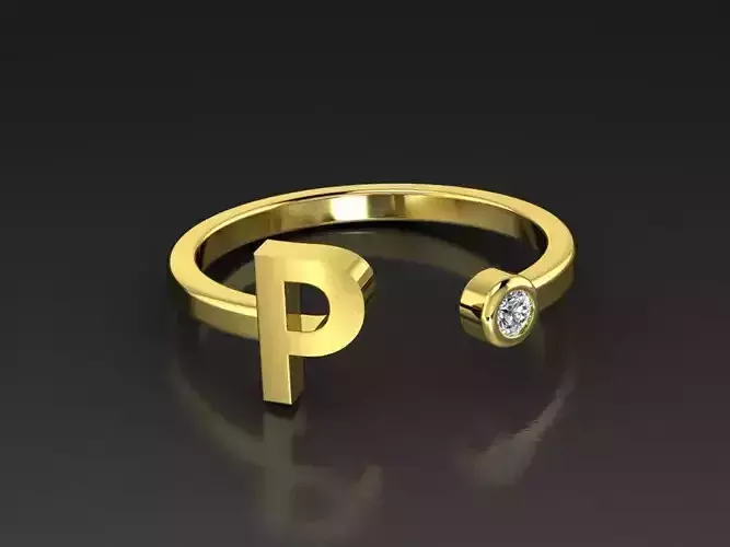 Solid Alphabet Jewelry Rings Letter P