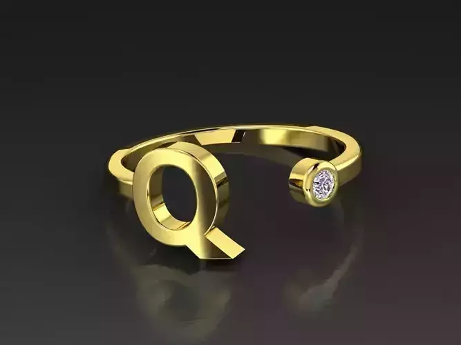 Solid Alphabet Jewelry Rings Letter Q