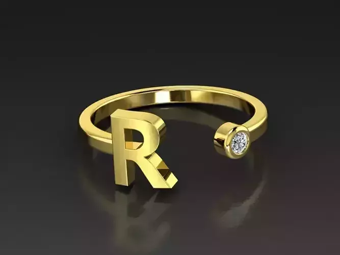 Solid Alphabet Jewelry Rings Letter R