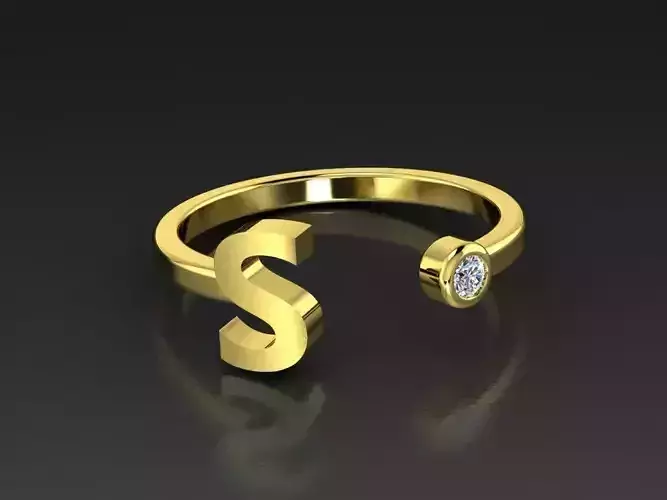 Solid Alphabet Jewelry Rings Letter S