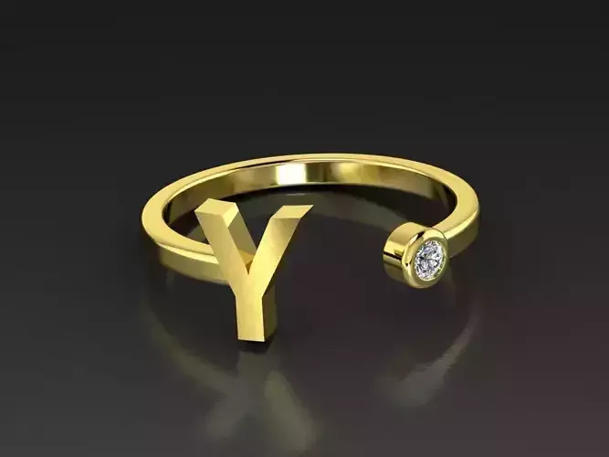 Solid Alphabet Jewelry Rings Letter Y