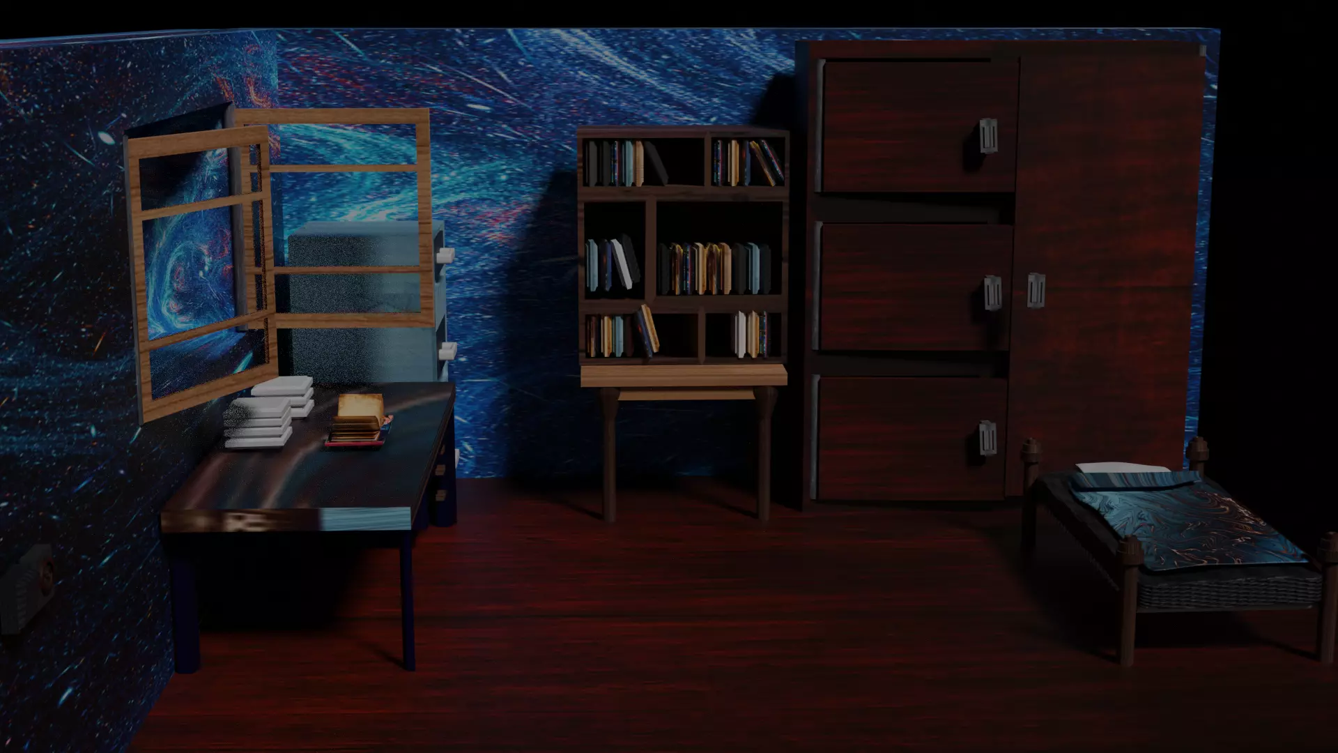 3d model of a bedroom Free low-poly 3D model