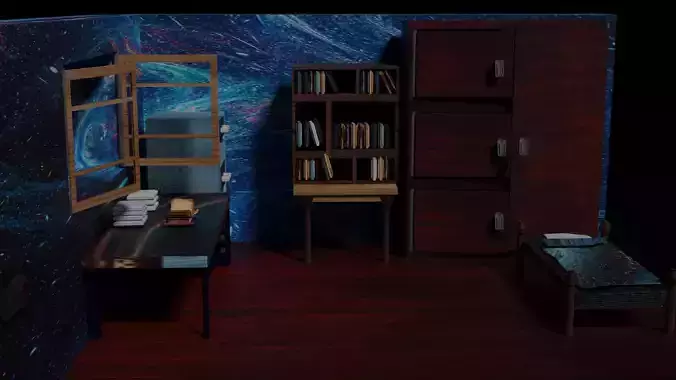 3d model of a bedroom Free low-poly 3D model