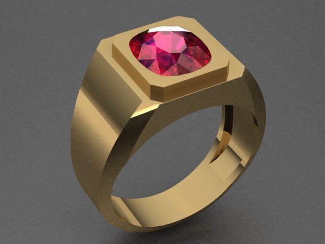 Emerald Men Ring 3D print model_4