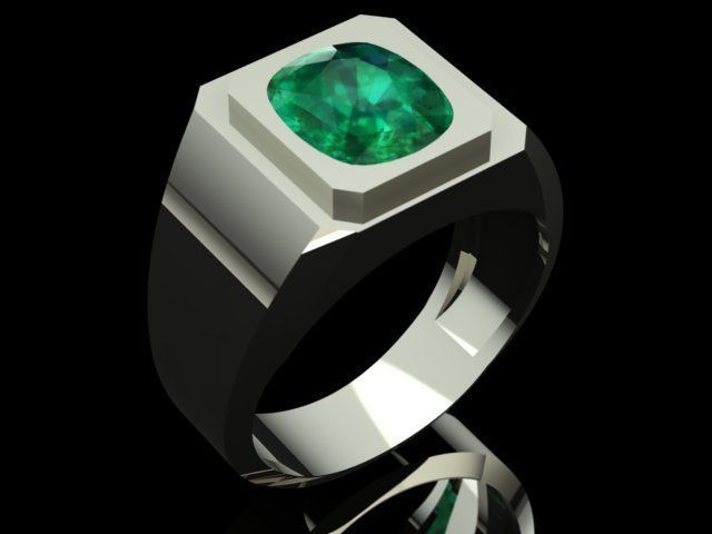 Emerald Men Ring 3D print model_2