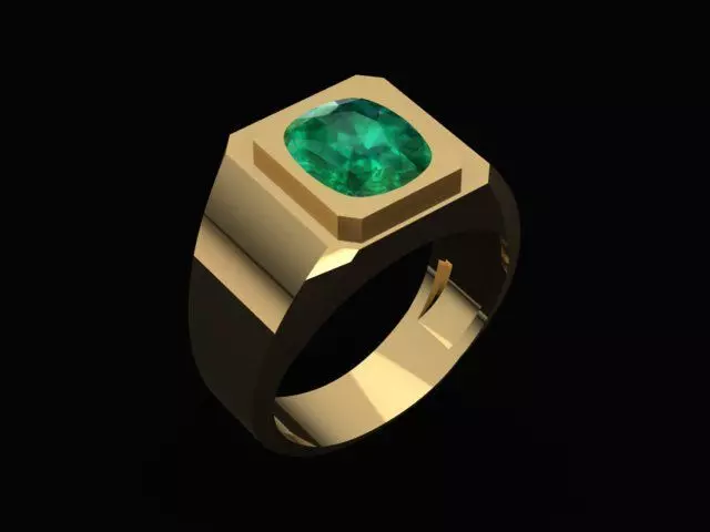 Emerald Men Ring 3D print model_0