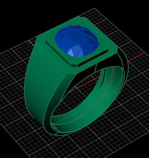 Emerald Men Ring 3D print model_7