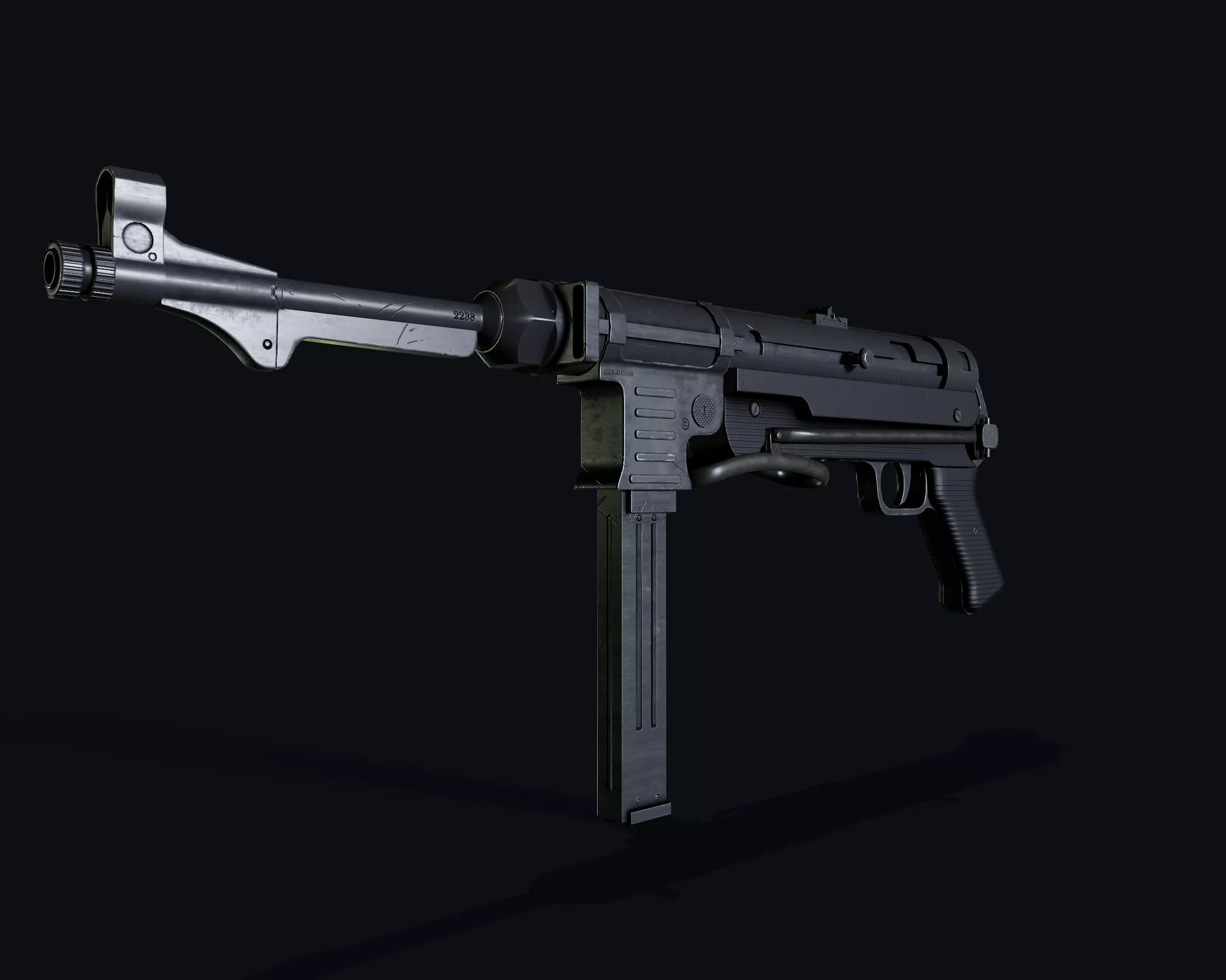 MP 40 Panzerfaust 60 Stick Hand Grenade Low-poly 3D model_0