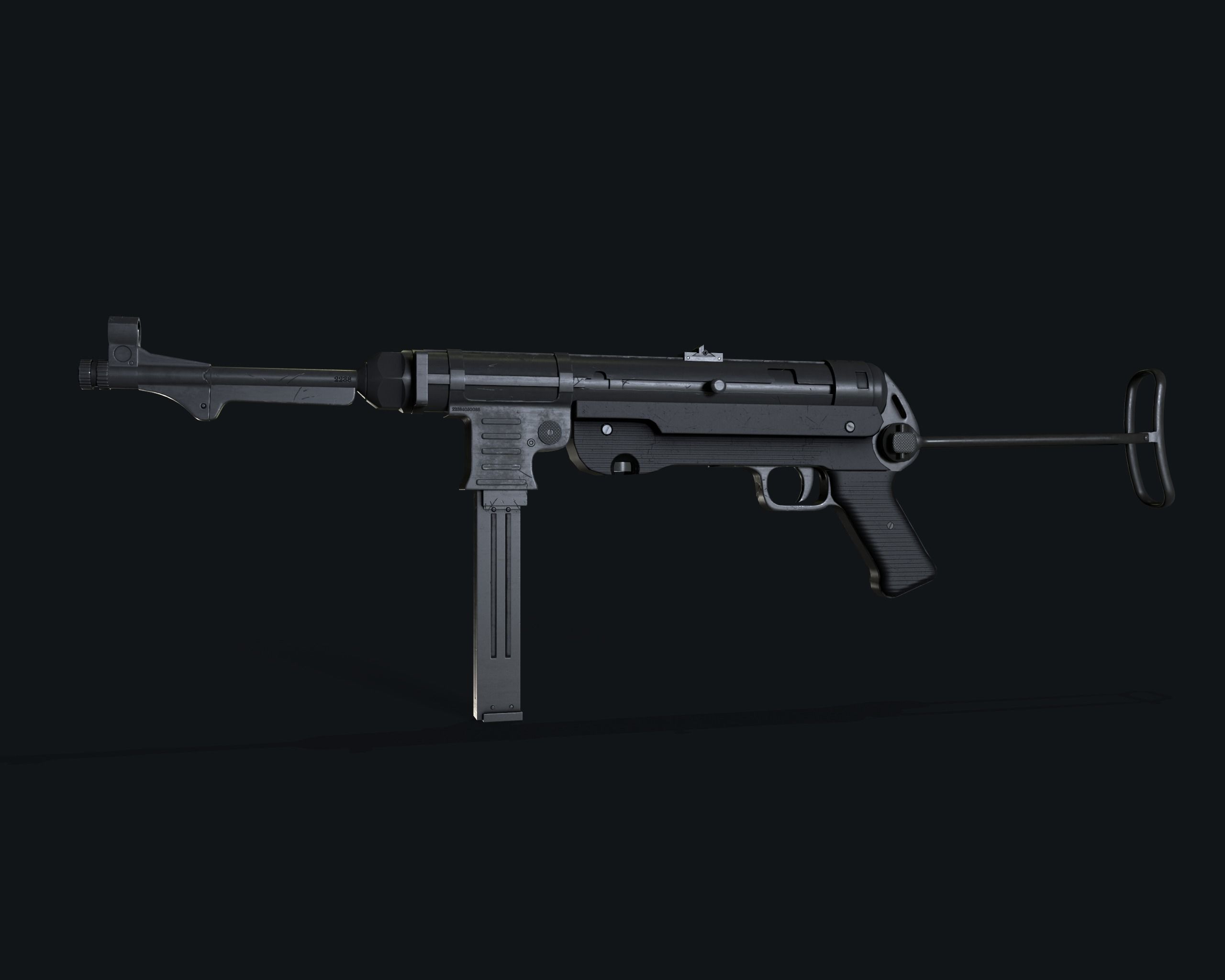 MP 40 Panzerfaust 60 Stick Hand Grenade Low-poly 3D model_2