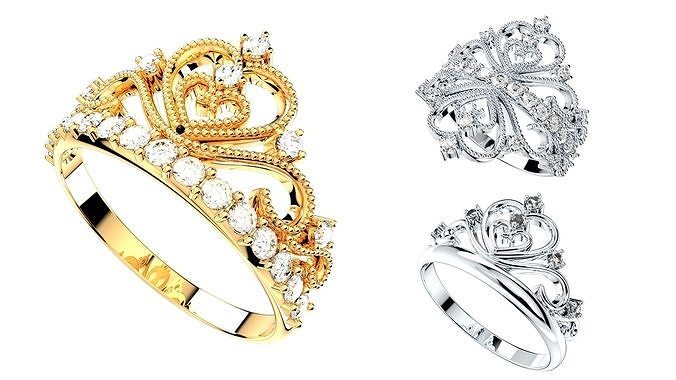 O1A001COL-Crown  Rings Women Ring Fine Jewelry 3D CAD Design 3D Model Collection
