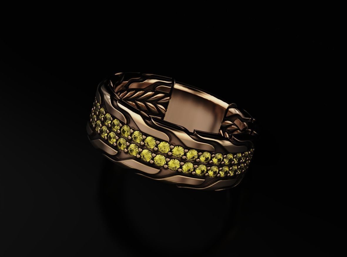 Stylish ring with onyx 603 3D print model_9
