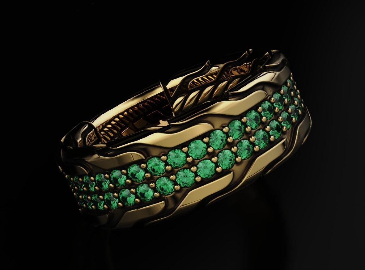 Stylish ring with onyx 603 3D print model_8