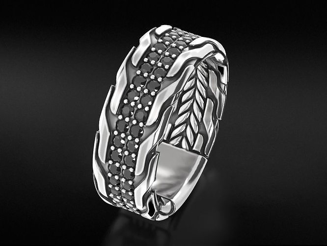 Stylish ring with onyx 603 3D print model